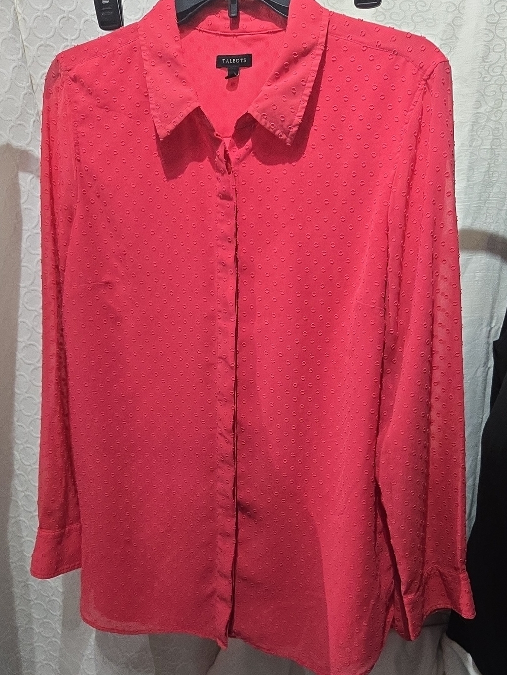Talbots Bright Pink Dotted Button-Front Blouse